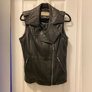 Michael Michael Kors black leather Moto Vest Size small